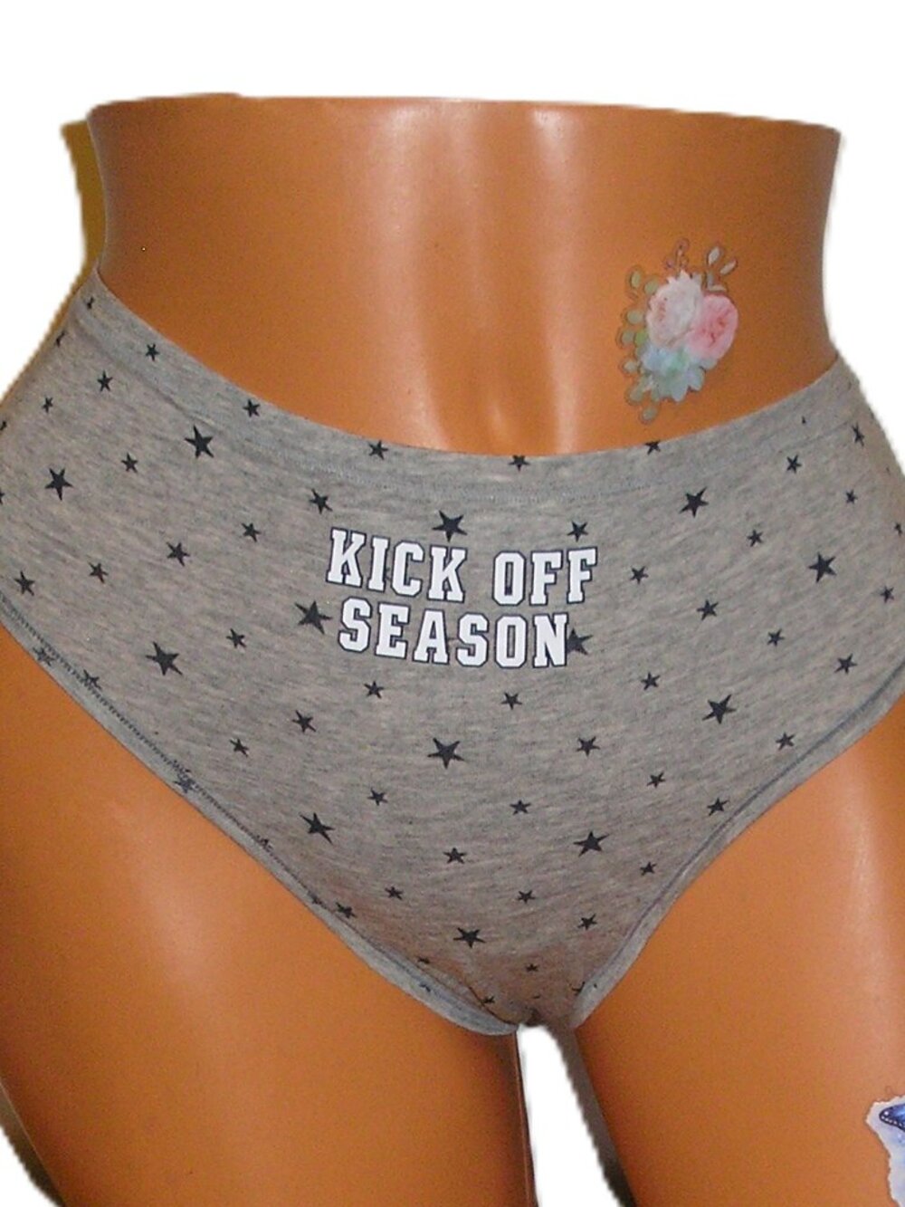 Victoria's Secret Pink-Football Kick Off Season Gray Cheeky Panties, Large NWOT